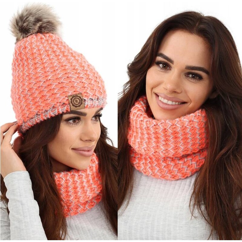 Fashionweek Dámsky zimný set čiapka a nákrčník s brmbolcom S2476 67189760