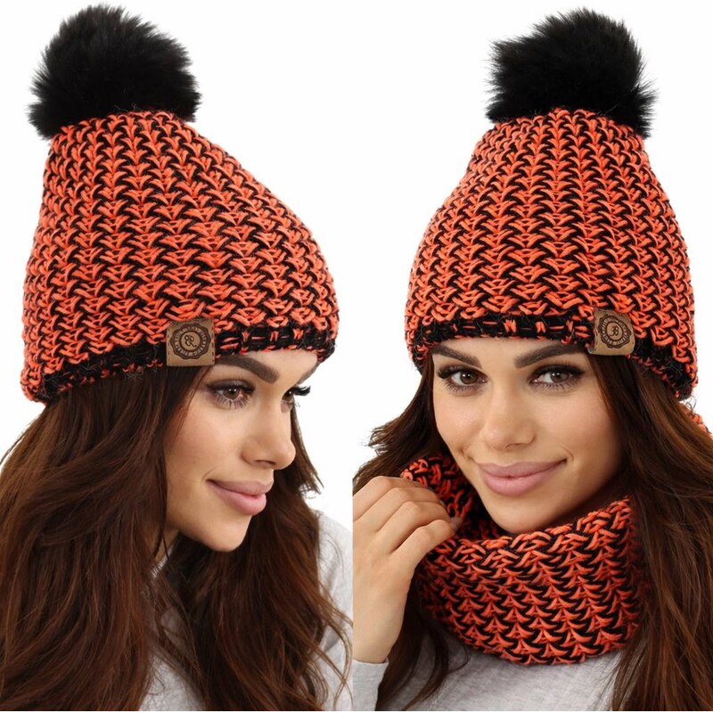 Fashionweek Dámsky zimný set čiapka a nákrčník s brmbolcom S2476 67189758