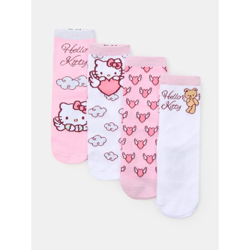 Sinsay - Súprava 4 párov ponožiek Hello Kitty - ružová 67190063