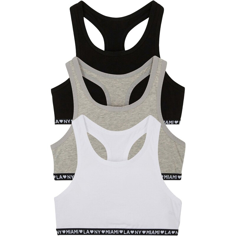 bonprix Podprsenkový top (3 ks) s mäkkou bavlnou, farba čierna 67190952