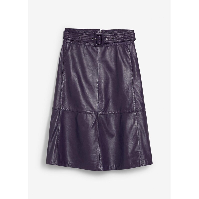 bonprix Kožená sukňa s opaskom (2 ks), jahňacia nappa koža, farba 67190986