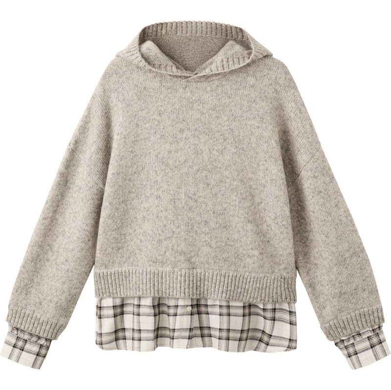 MANGO Sveter Teria béžová / svetlohnedá / čierna 67192869