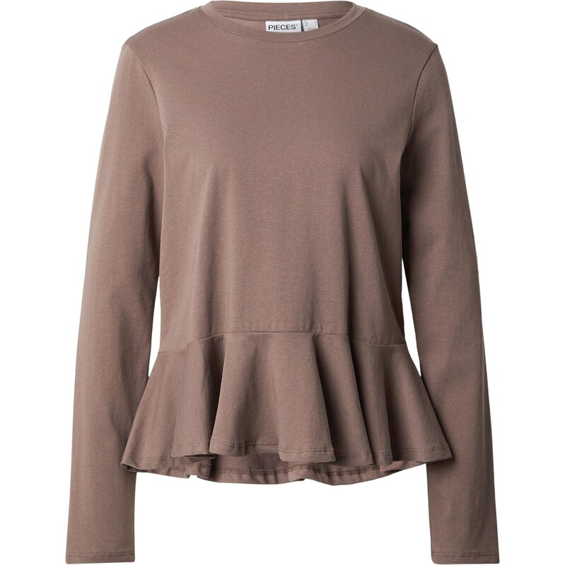 PIECES Tričko PCDANILLA PEPLUM hnedá 67200332