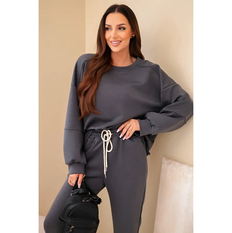 Kesi Włoski Włoski Viskózový set mikinové + nohavice grafit 65367079