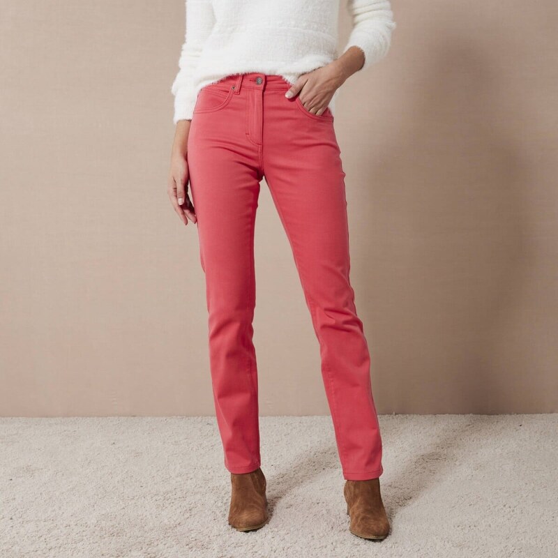 Zoštíhľovacie nohavice s 5 vreckami červená 048 Blancheporte 56419499