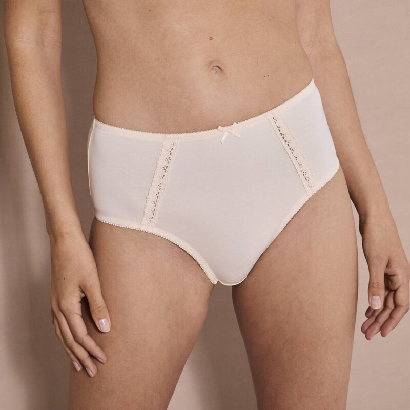 Súprava 2 bavlnených maxi nohavičiek s ažúrou sivoružová/slonová kosť 57059054