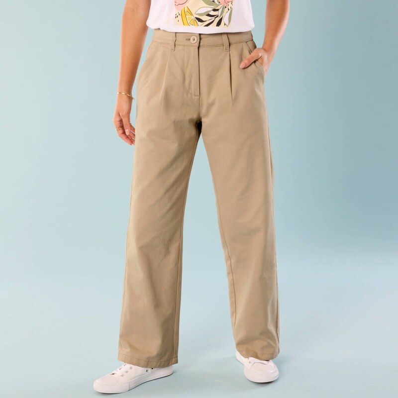 Keprové široké nohavice pre nižšiu postavu piesková 036 Blancheporte 61843640