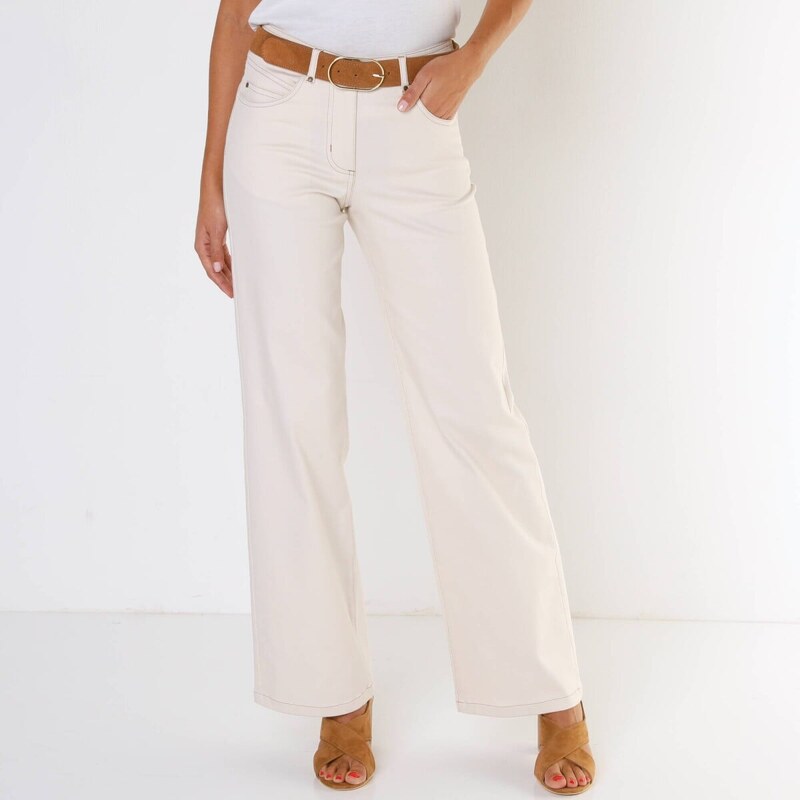 Široké keprové nohavice s 5 vreckami prírodná 040 Blancheporte 62021051