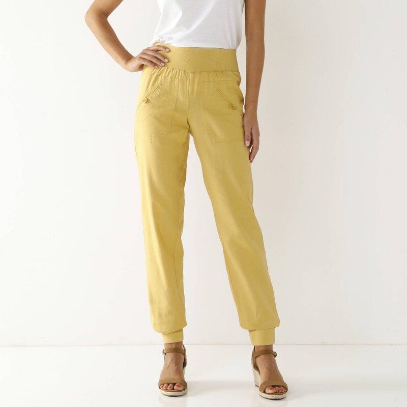 Dlhé nohavice zakončené pružnými lemami okrová 046 Blancheporte 61843797