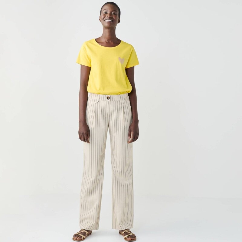 Prúžkované široké nohavice so skladmi ražná/čierna 036 Blancheporte 61843835