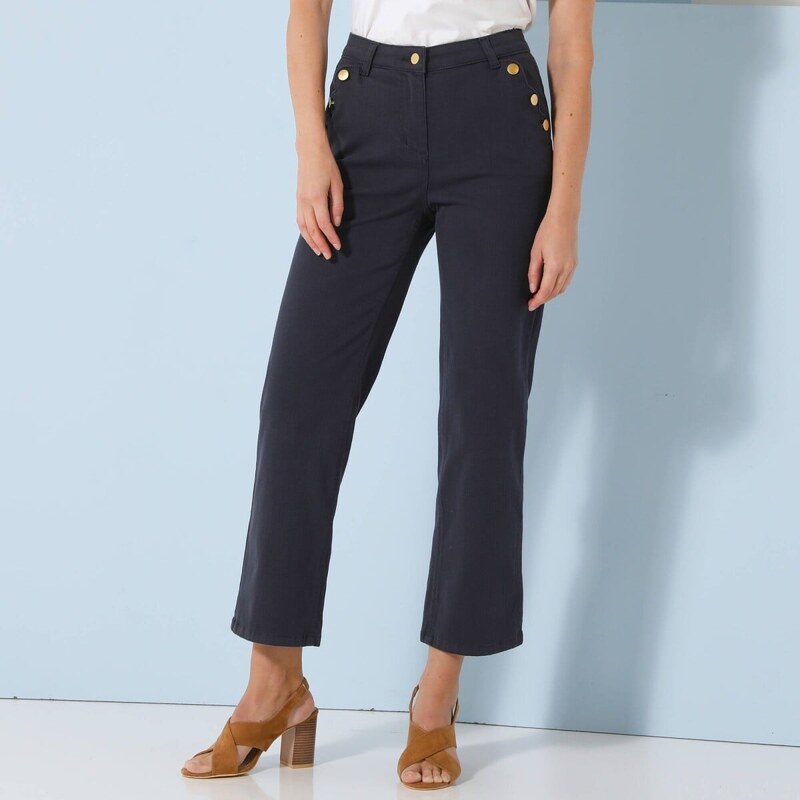 Rovné 7/8 nohavice s vysokým pásom nám.modrá 046 Blancheporte 62039353