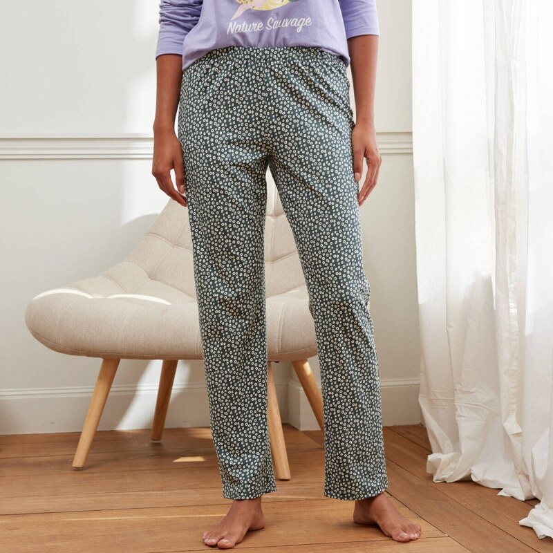 Pyžamové nohavice s potlačou Nature Sauvage sivozelená/ražná 036 61916490