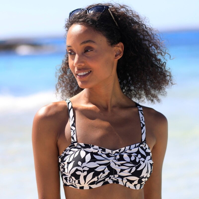 Plavková bandeau podprsenka Linao s kosticami čierna/režná 090 61916610