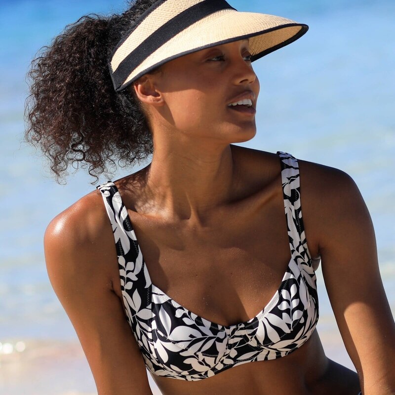 Plavková balkonetová podprsenka Linao s kosticami čierna/režná 095 61916607