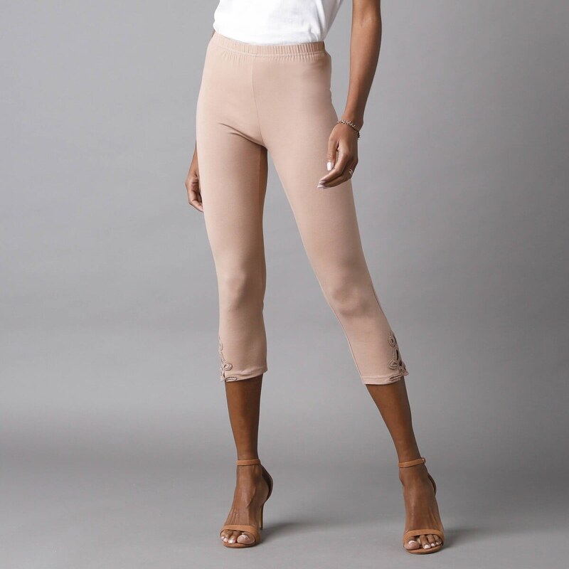 3/4 legíny s macramé a pružným pásom hnedosivá 050 Blancheporte 61971404