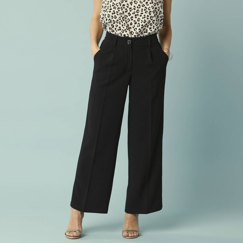 Široké nohavice pre nižšiu postavu čierna 050 Blancheporte 62021118