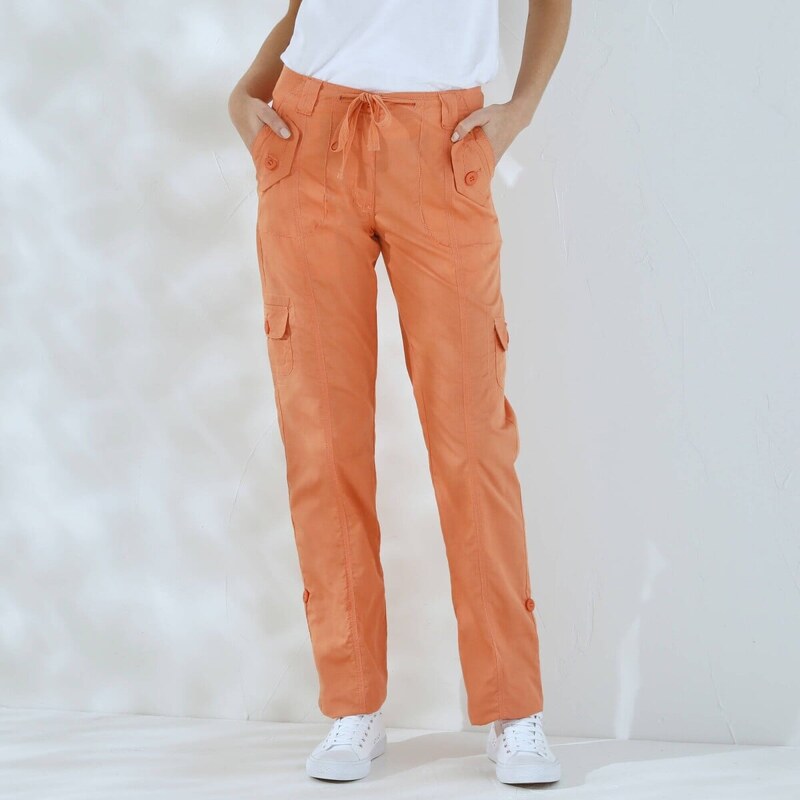 Nohavice s vreckami z plátna marhuľová 052 Blancheporte 63012085