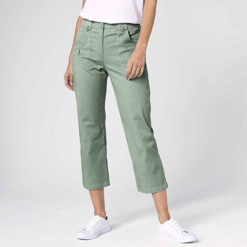 Rovné strečové 7/8 nohavice. zelenosivá 048 Blancheporte 63340301