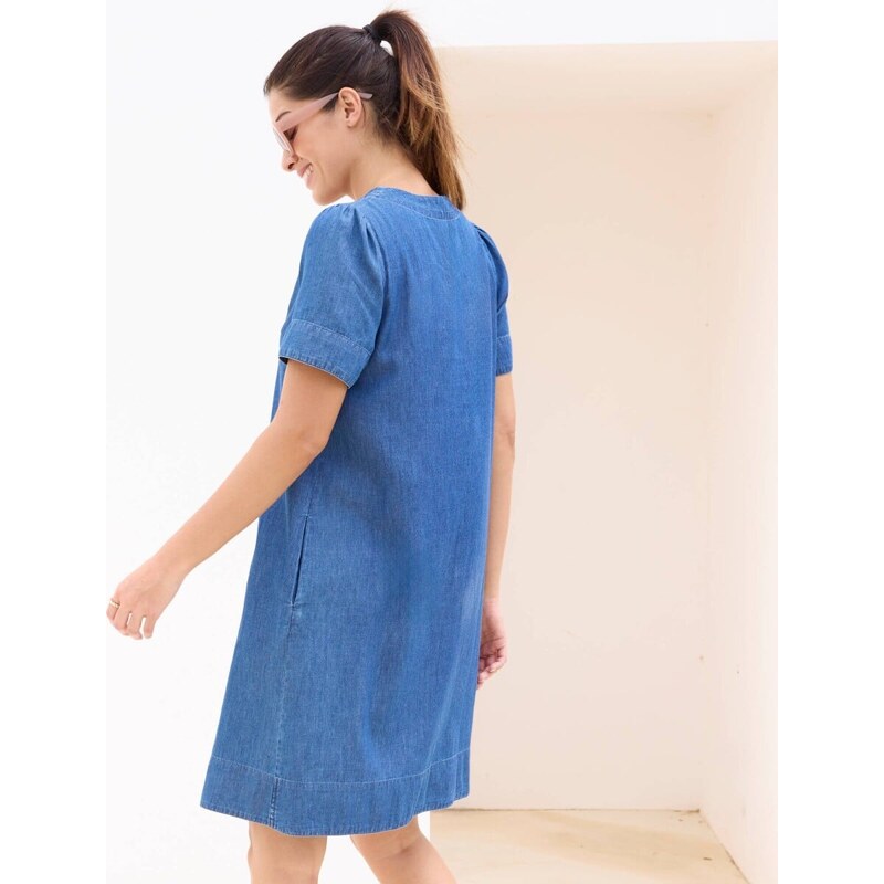Krátke džínsové šaty na gombíky modrá 036 Blancheporte 62054585