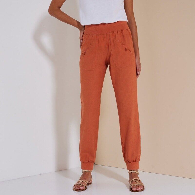 Dlhé nohavice zakončené pružnými lemami sivooranžová 038 Blancheporte 49063243