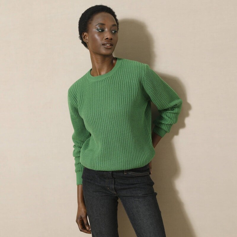 Pulóver s okrúhlym výstrihom a hladkým vzorom zelená 054 Blancheporte 56607618