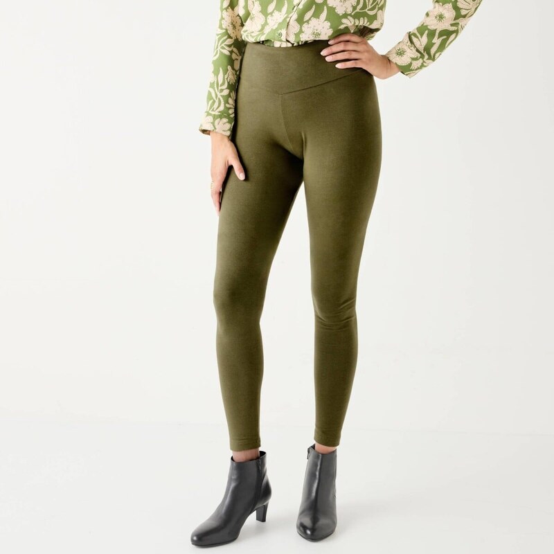 Dlhé legíny s efektom plochého brucha khaki 058 Blancheporte 65217618