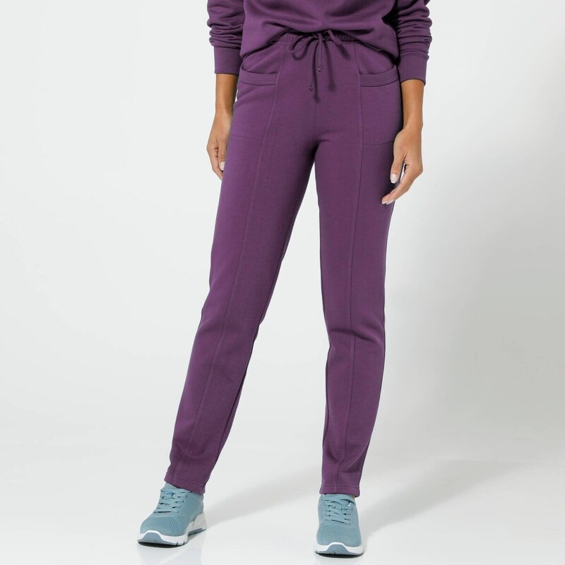 Jednofarebné dlhé moltonové nohavice fialová 054 Blancheporte 65217646