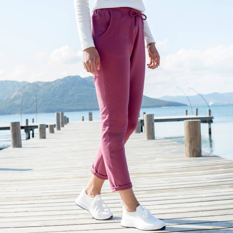 Moltonové joggingové nohavice s pružným pásom purpurová 056 65217651