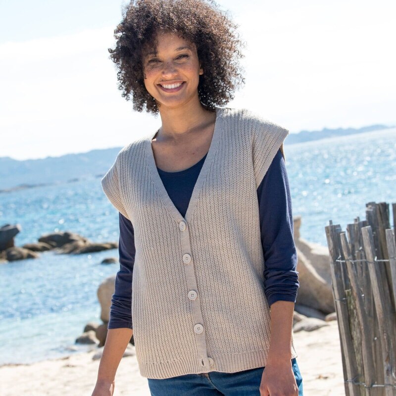 Vesta na gombíky béžový melír 054 Blancheporte 65217666