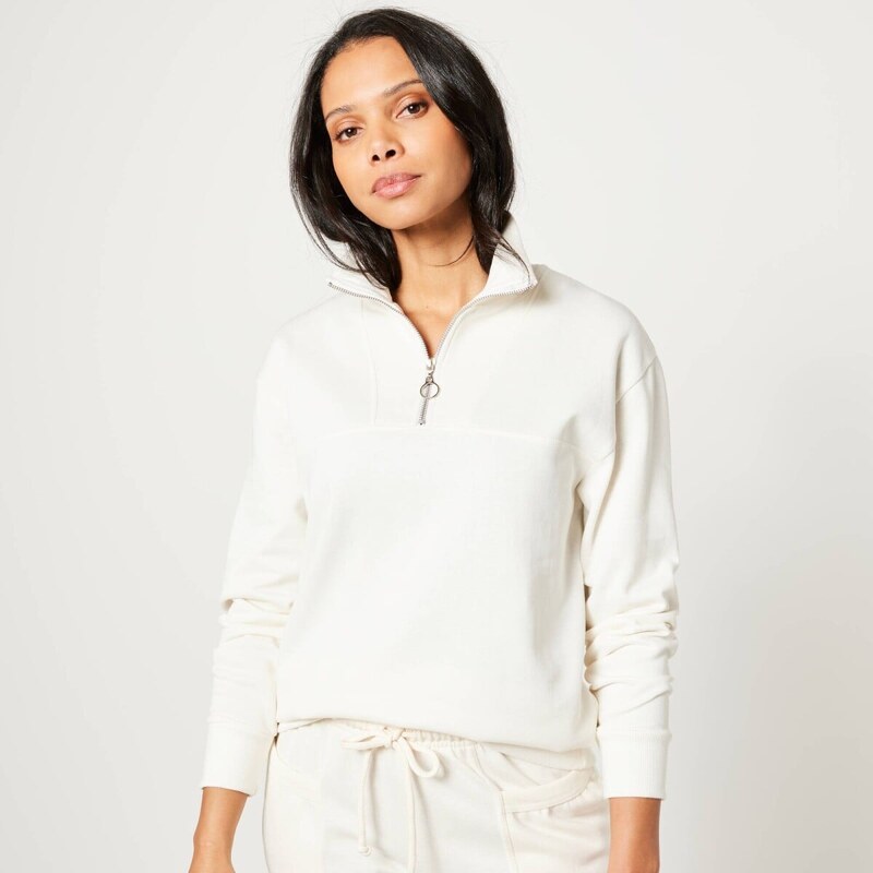 Moltonová mikina so stojačikom na zips ražná 054 Blancheporte 65217690