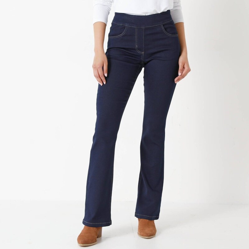 Bootcut džínsy pre vyššiu postavu tmavomodrá 054 Blancheporte 65240090