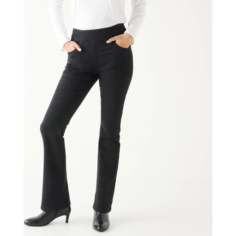 Strečové bootcut džegíny pre vyššiu postavu čierna 054 Blancheporte 65240095