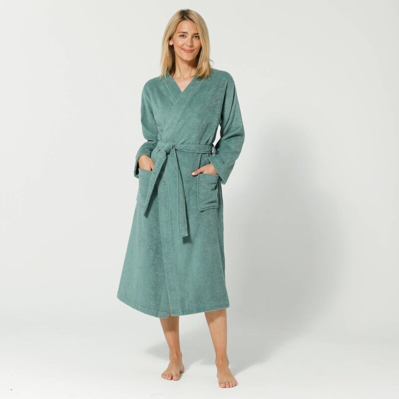 Jednofarebný župan z buklé froté zn. Colombine s kimono golierom 56068063