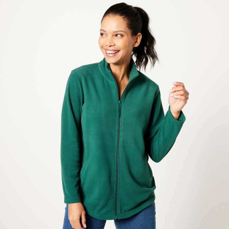 Jednofarebná mikina na zips tmavozelená 054 Blancheporte 65217716