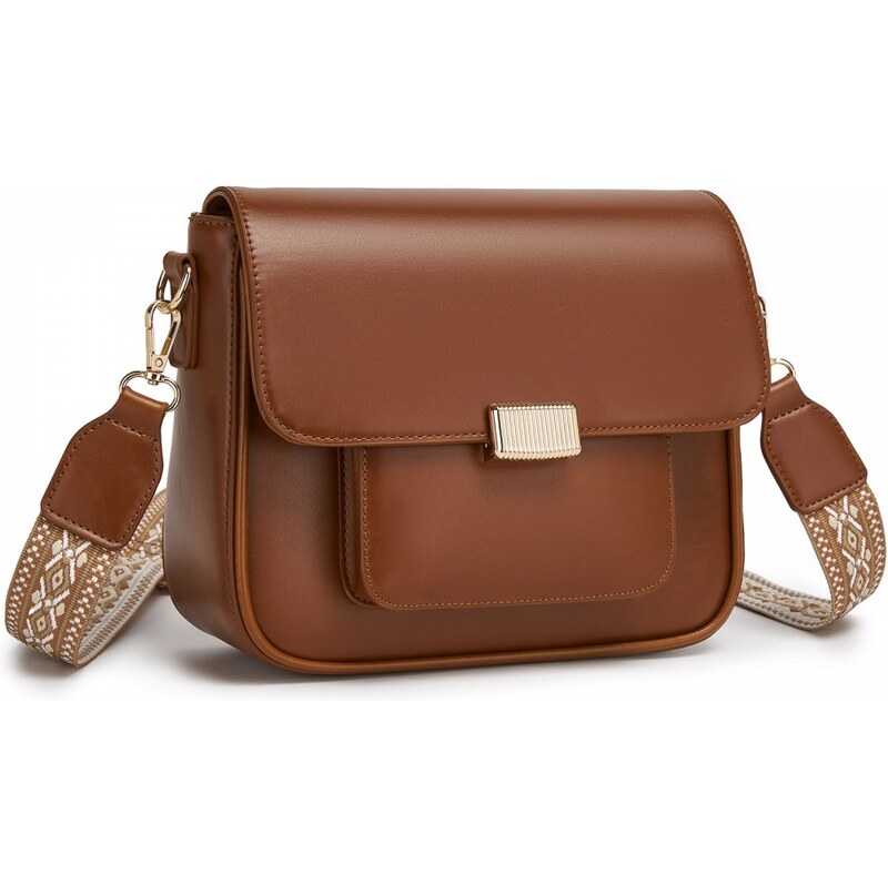 Miss Lulu Kabelka – crossbody s odnímateľným tkaným popruhom, hnedá 67195030