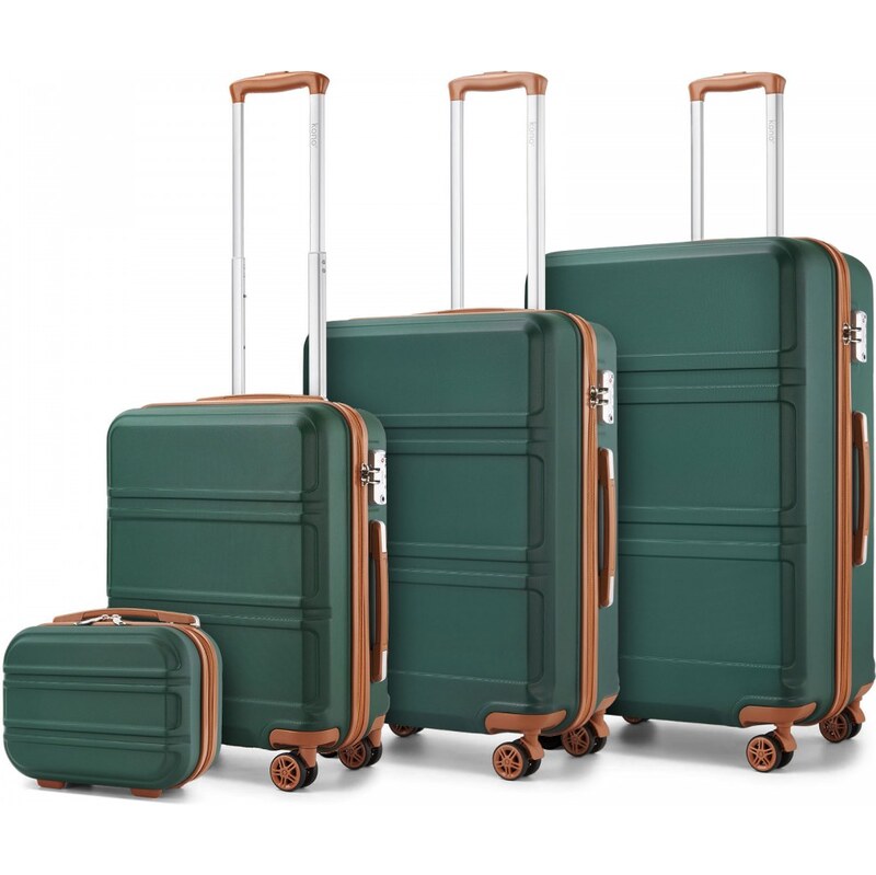 KONO Set 4 cestovných kufrov Ariel, zelenohnedý 67195032