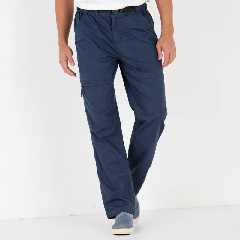 Plátené dlhé nohavice s vreckami a pružným pásom nám.modrá 046 62357423