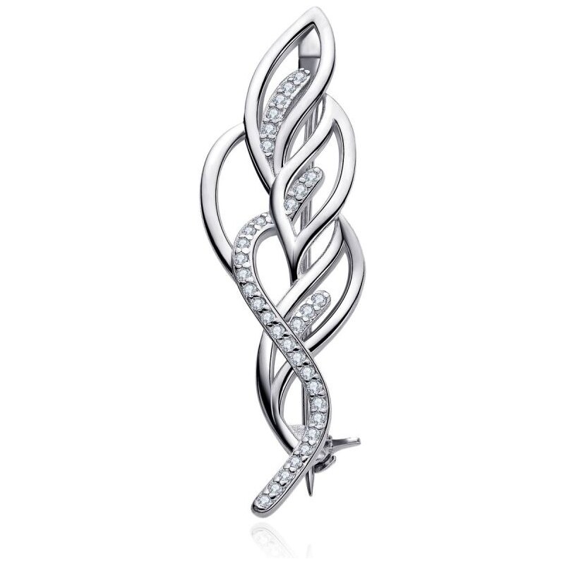 MOISS Luxusná strieborná brošňa s čírymi zirkónmi O0000014 67196189