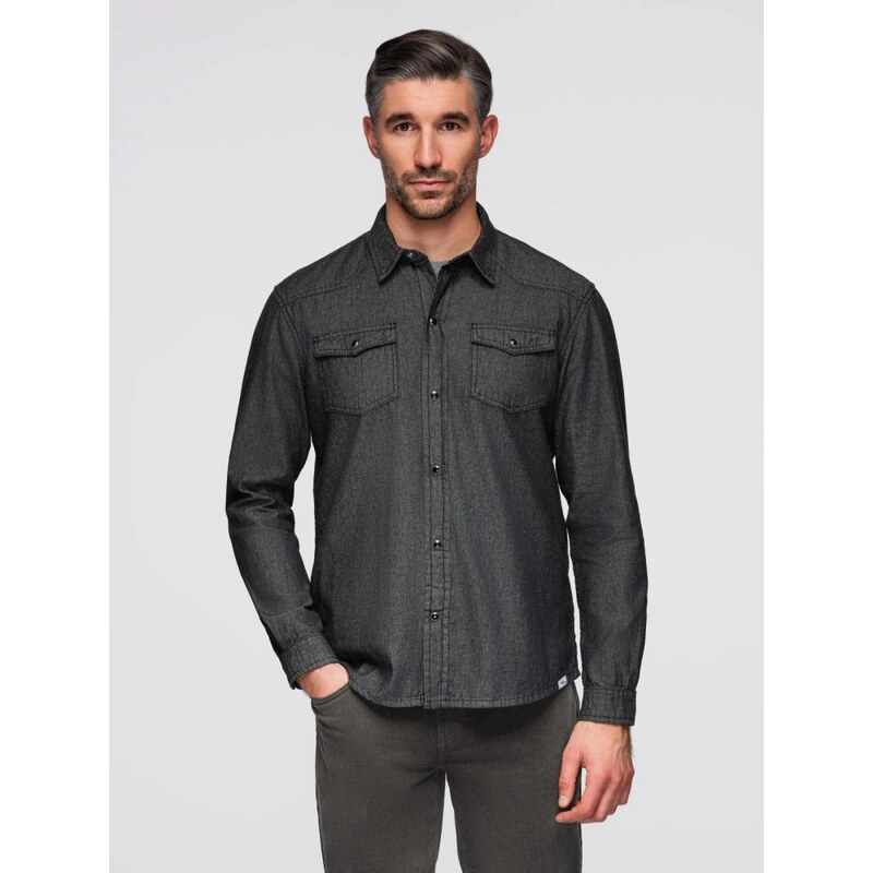 Ombre Clothing Čierna originálna košeľa V3 SHDS-0210 67196090