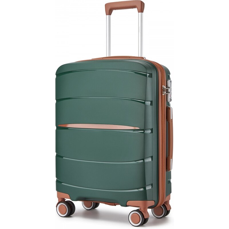 Kufor - KONO PP, kabínový kufor s hnedými detailmi – zelený 67197075