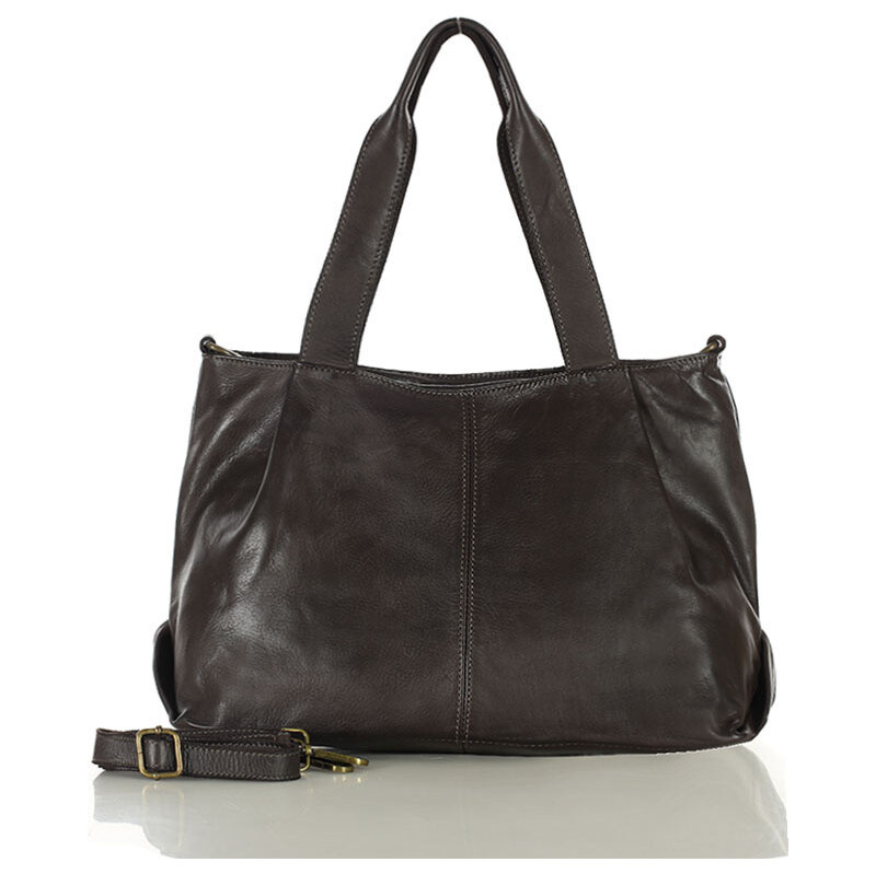 MARCO MAZZINI Kožená kabelka cez rameno | tmavohnedá v255d 67198504