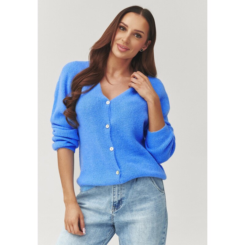 Makadamia Dámsky sveter na gombíky C38 | blue jeans C38 67198546