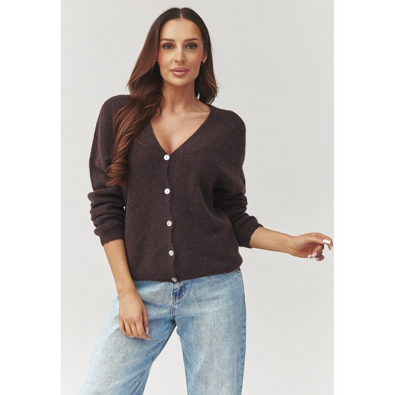 Makadamia Dámsky sveter na gombíky C38 | čokoládová C38 67198547