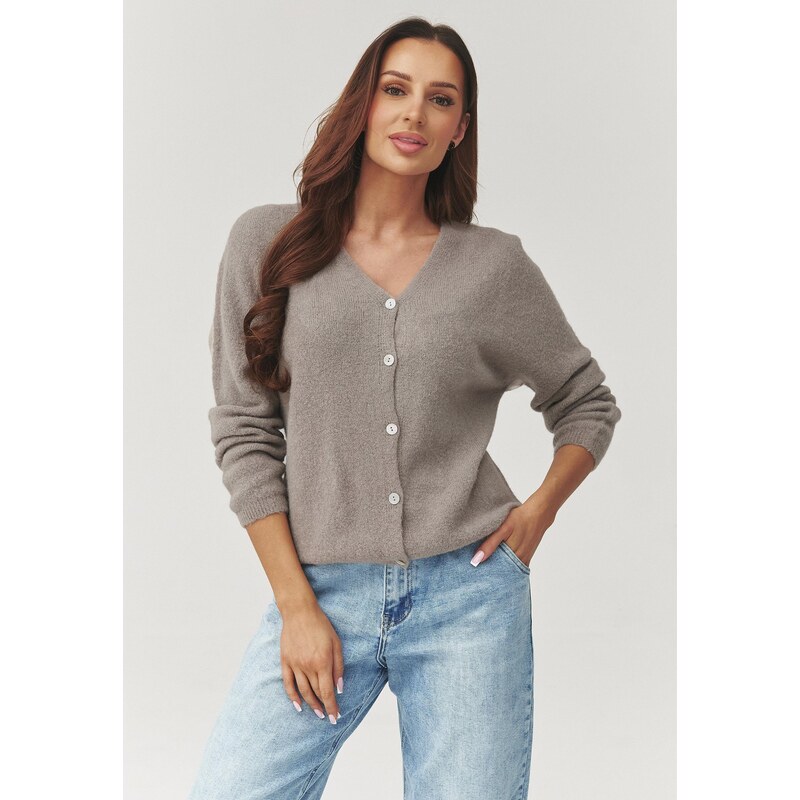 Makadamia Dámsky sveter na gombíky C38 | mokka C38 67198549