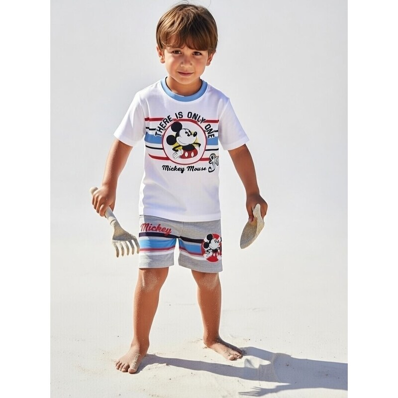 MICKEY MOUSE Bielo-sivý komplet tričká a šortiek Mickey Disney 32173160