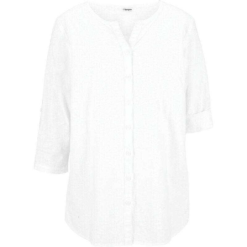 bonprix Plátená blúzka, 3/4-rukáv, farba biela 44790750