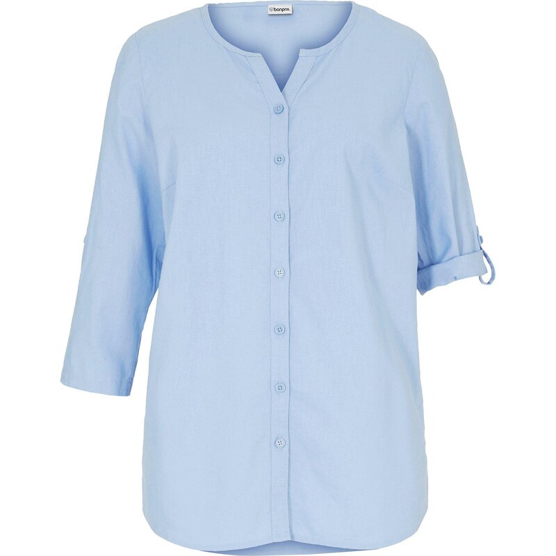 bonprix Plátená blúzka, 3/4-rukáv, farba modrá 44916373