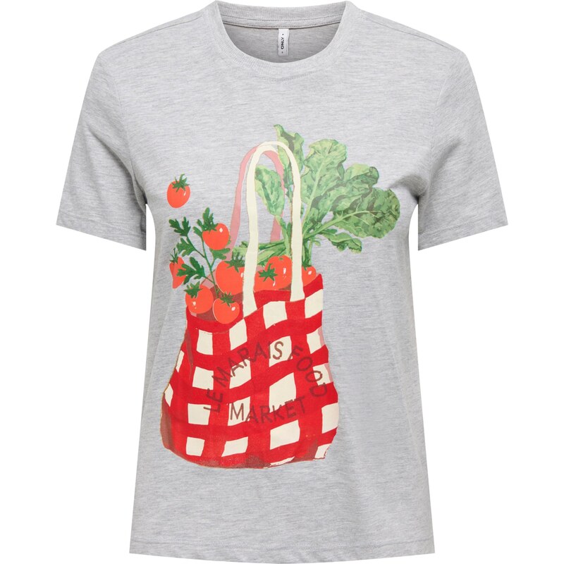 ONLY Tričko sivá melírovaná / zelená / červená / biela 67200112