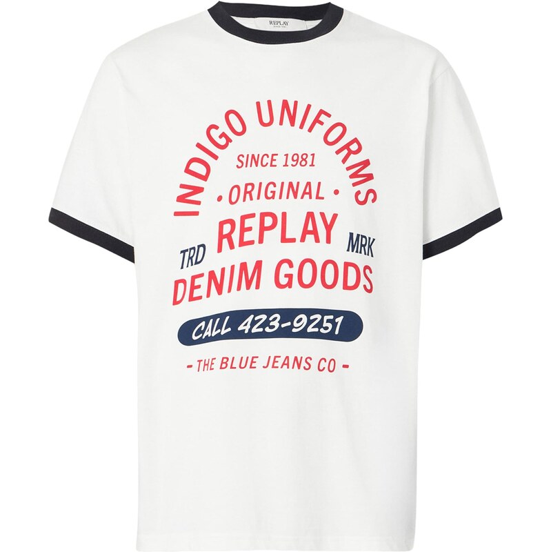 REPLAY Tričko svetločervená / čierna / prírodná biela 67200131