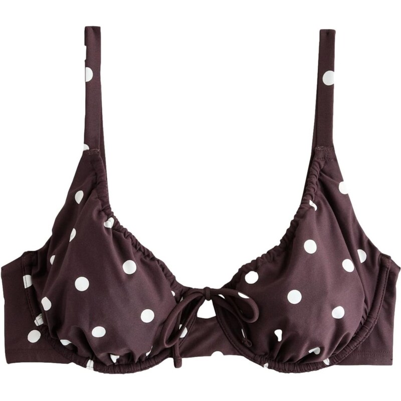 Next Bikinový top tmavohnedá / biela ako vlna 67200140